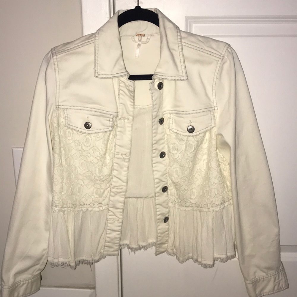 Free People lace detail jean jacket